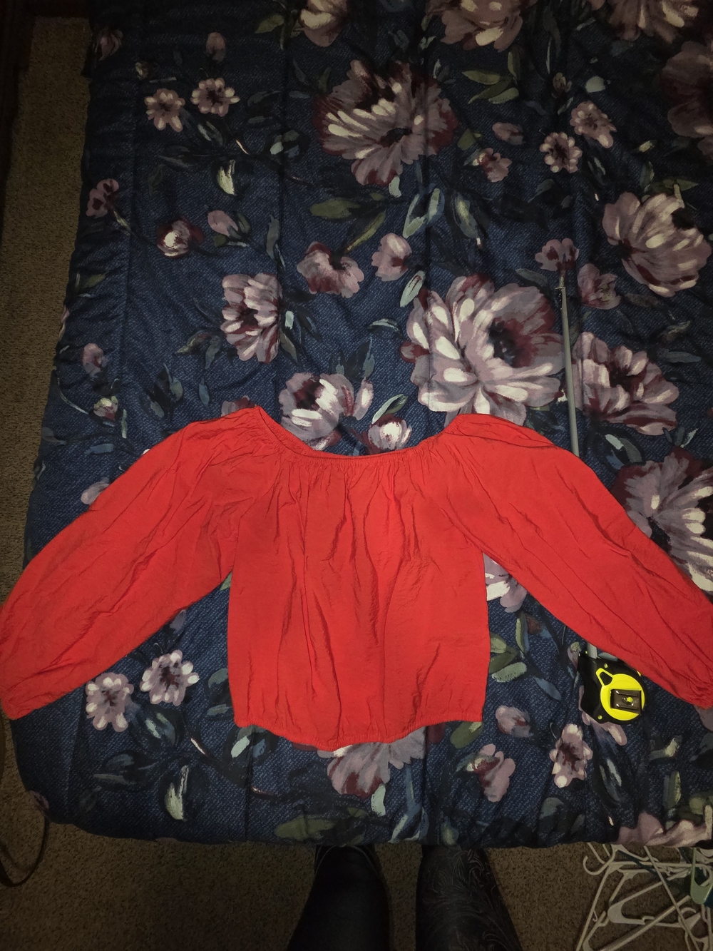 Red Off-Shoulder Peasant Top